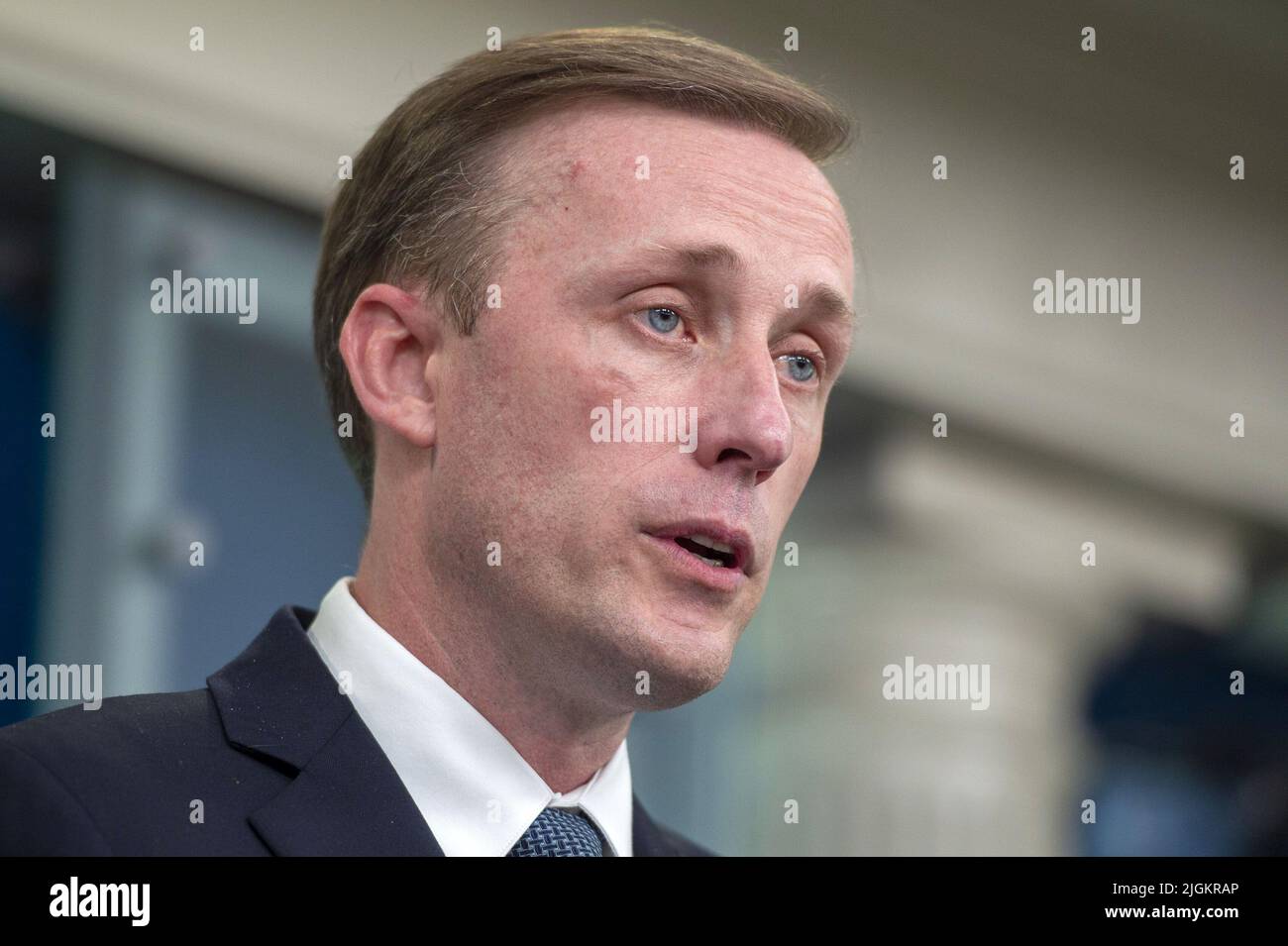 Washington, United States. 11th July, 2022. National Security Advisor of the United States Jake Sullivan speaks during the daily press briefing in the James Brady Briefing Room at the White House in Washington, DC on Monday, July 11, 2022. Photo by Bonnie Cash/UPI Credit: UPI/Alamy Live News Stock Photo