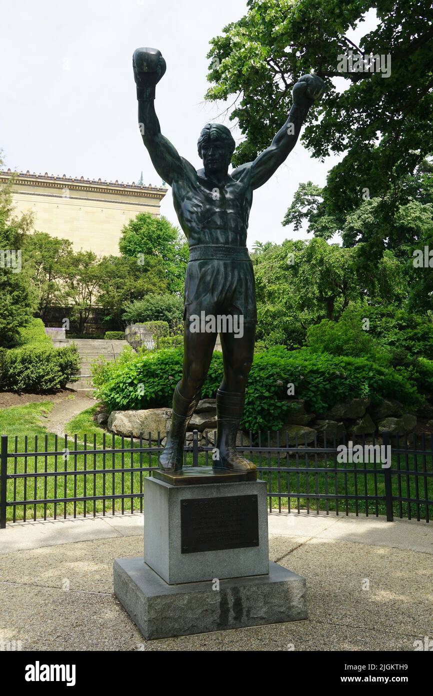 Bronze Rocky statue (Sylvester Stallone), Philadelphia, Pennsylvania, USA, North America Stock