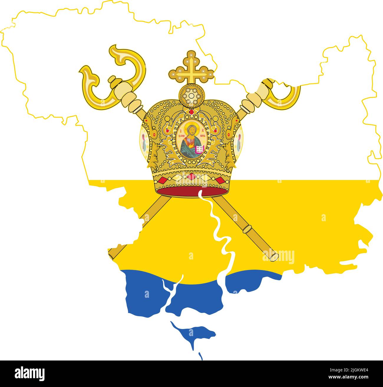 Flag map of the MYKOLAIV OBLAST, UKRAINE Stock Vector
