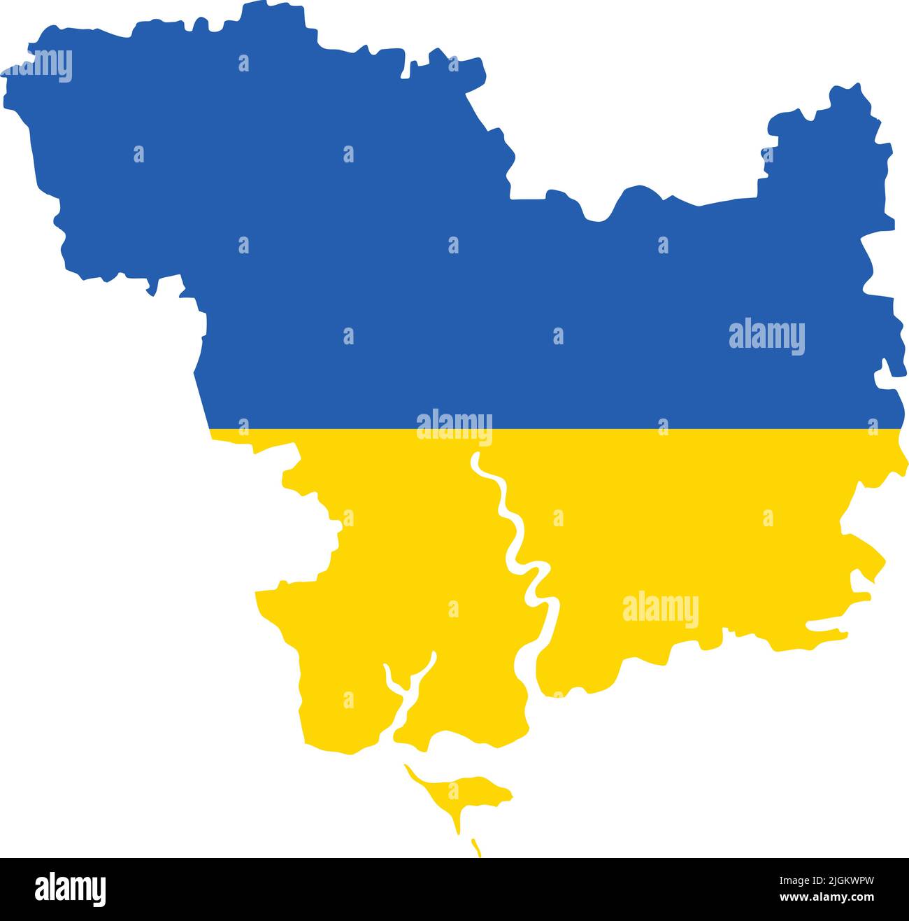Flag map of the MYKOLAIV OBLAST, UKRAINE Stock Vector