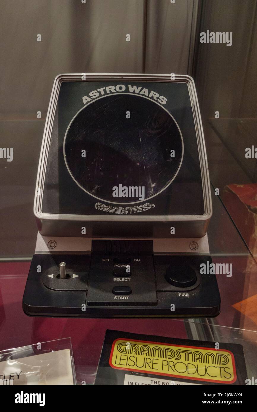 A Grandstand Astro Wars computer game console on display in a museum in the UK. Stock Photo