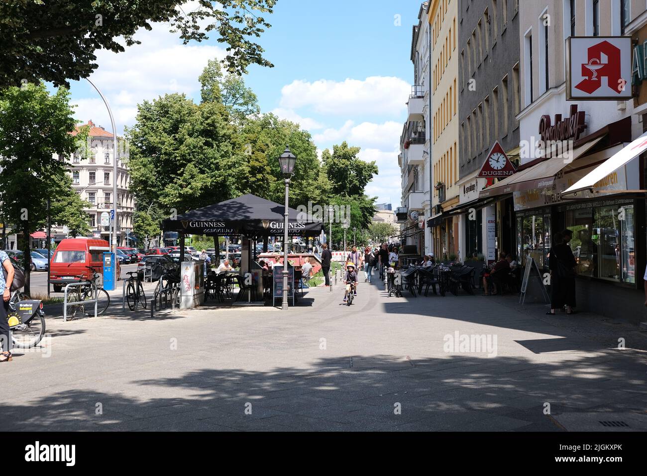 Berlin, Germany, July 2, 2022, summer street scene on Mehringdamm in Kreuzberg, Stock Photo