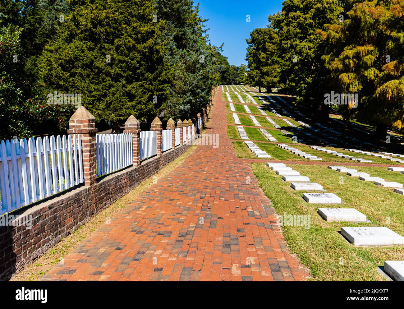 Salem God's Acre Cemetery in Old Salem Historic District, Winston-Salem, North Carolina, USA Stock Photo