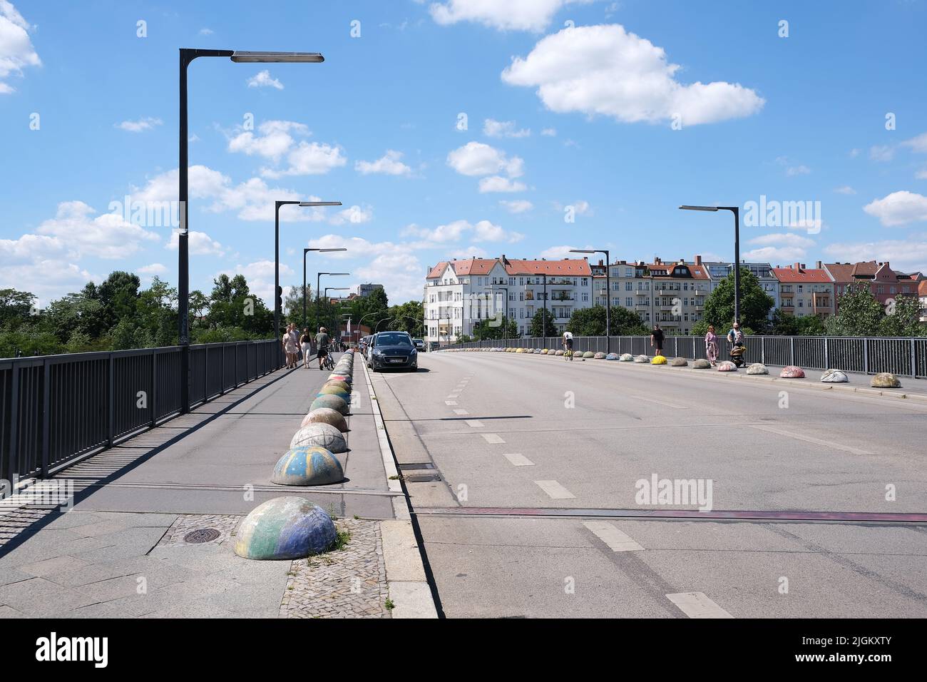 Berlin, Germany, July 2, 2022, view over the Monumentenbrücke bridge ...