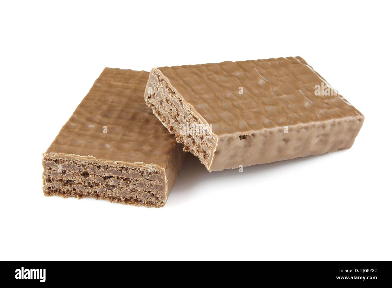 Sliced chocolate wafer bar isolated on white background Stock Photo Alamy