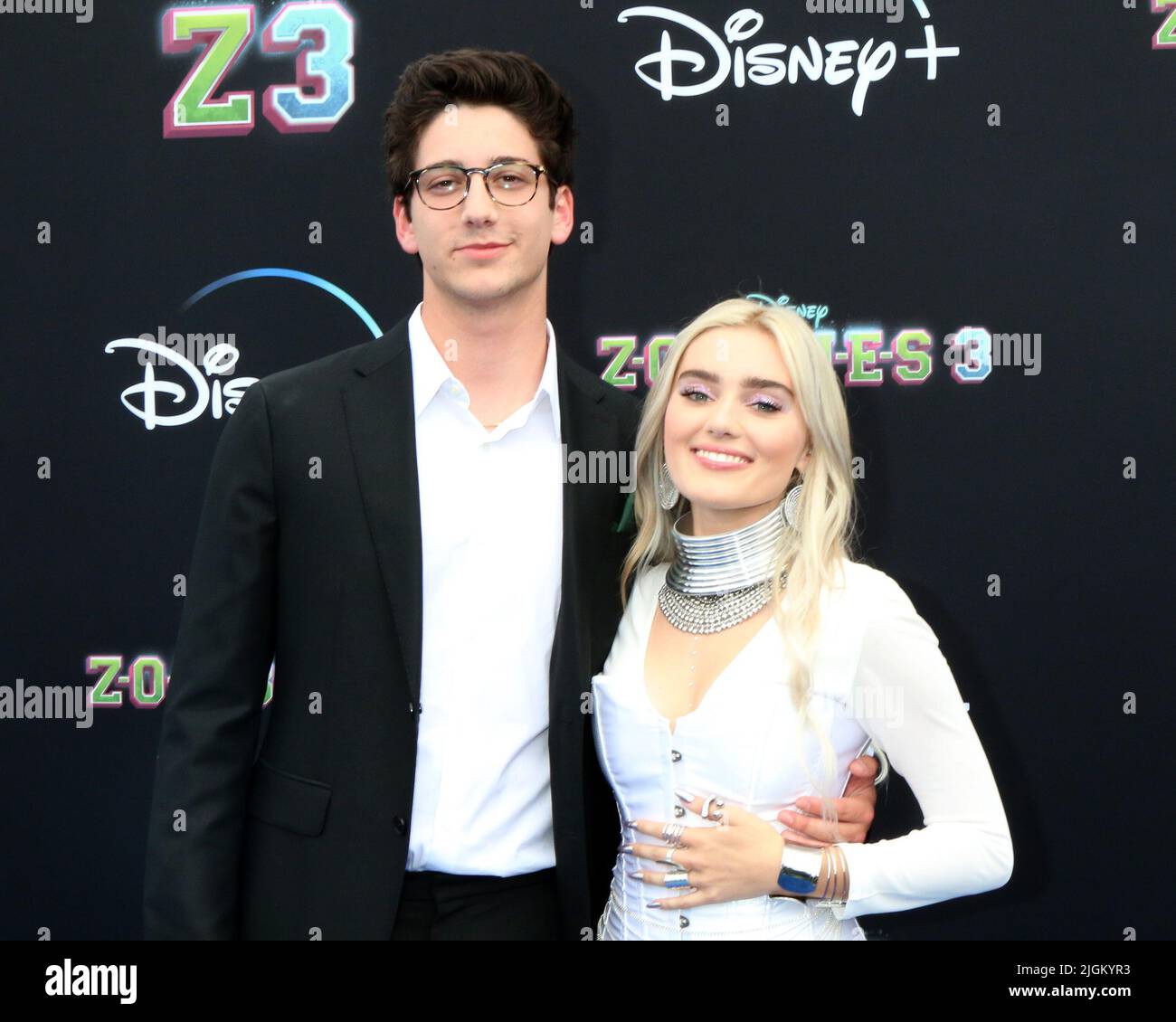 LOS ANGELES - JUL 9:  Milo Manheim, Meg Donnelly at the Zombies 3 Premiere Screening at Barker Hanger on July 9, 2022 in Santa Monica, CA Stock Photo