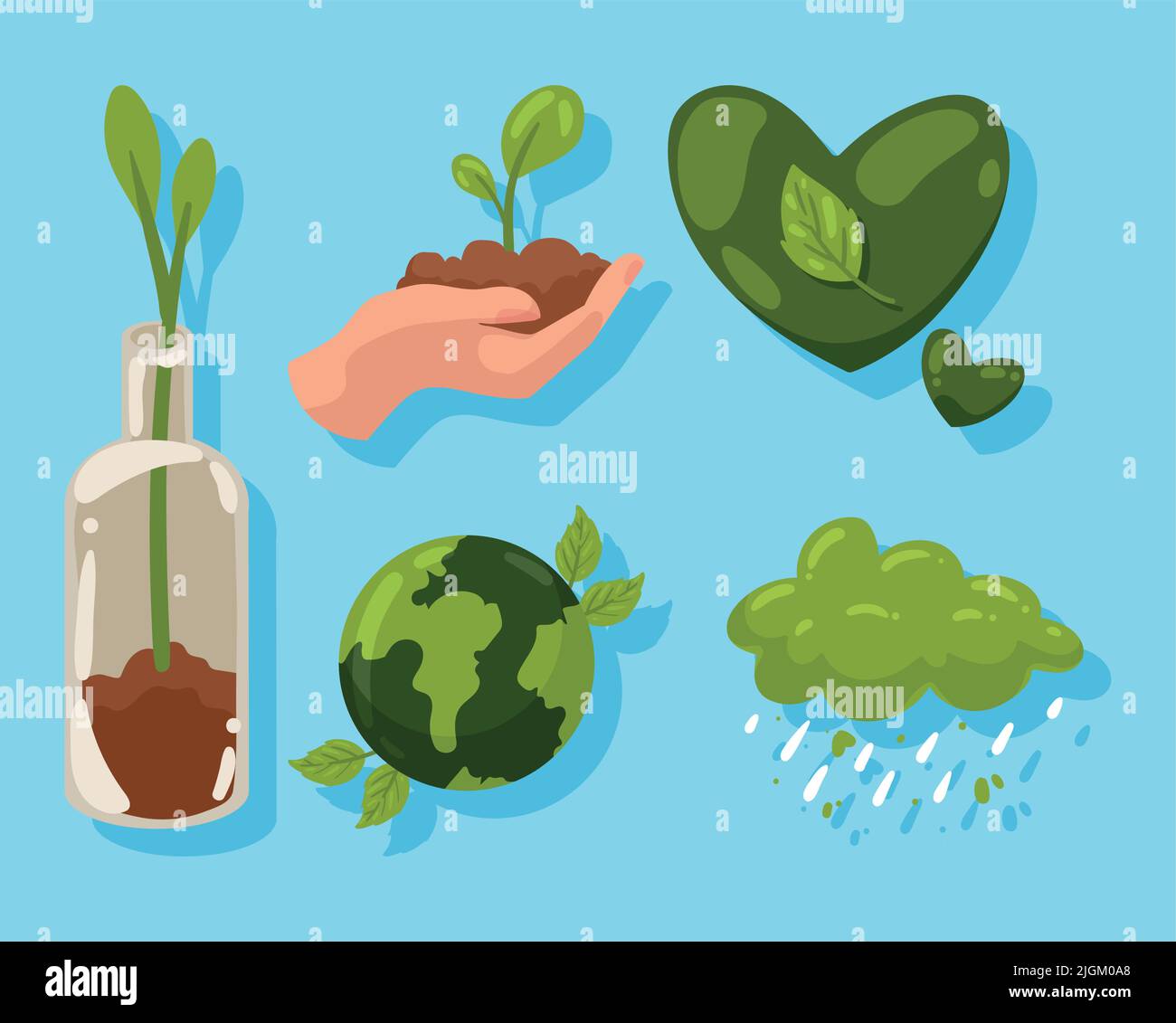five eco friendly icons Stock Vector