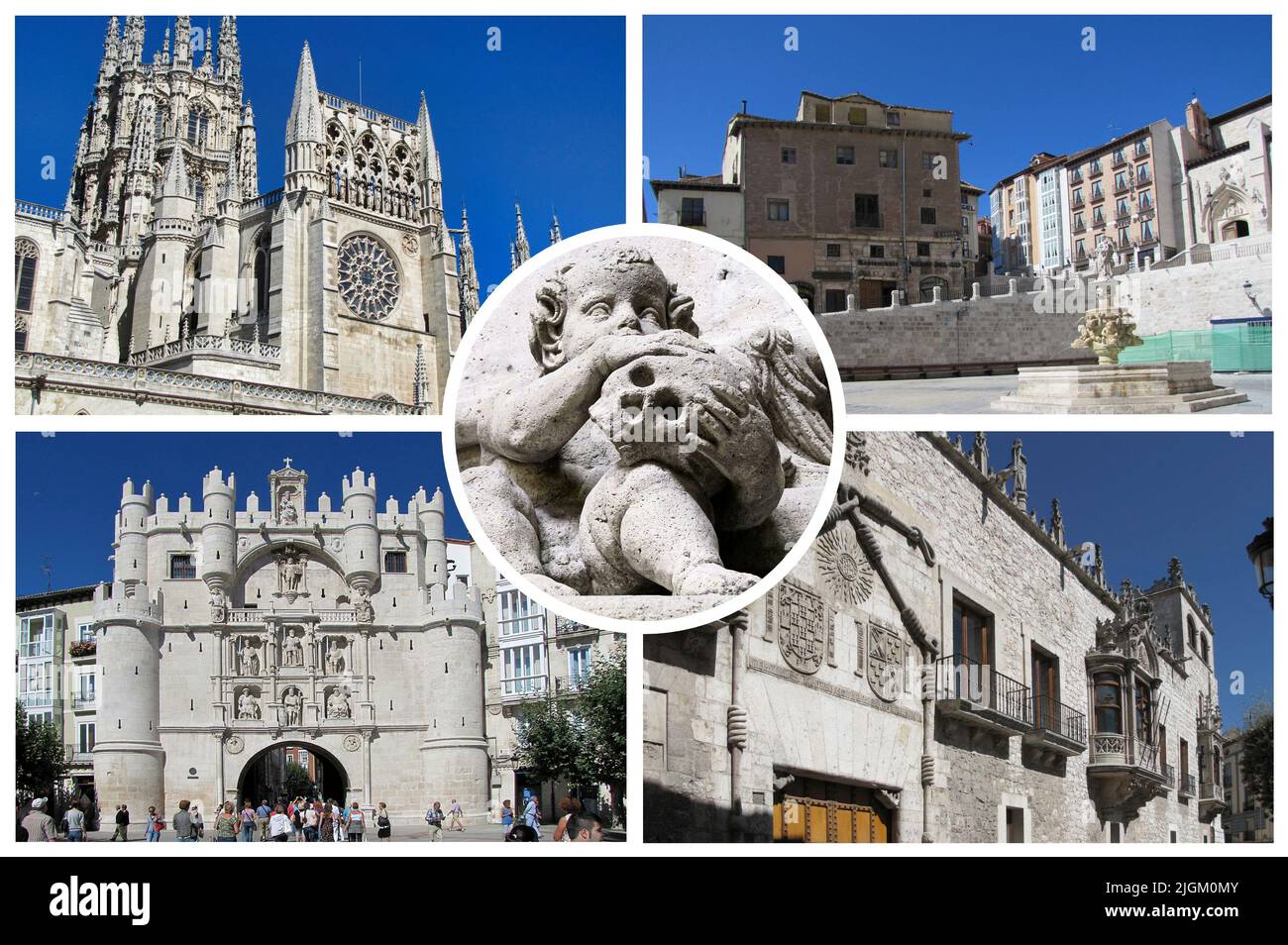 Burgos, provincial capital of the autonomous community of Castile and León, Spain, is characterized by a perfectly preserved medieval architecture. Stock Photo