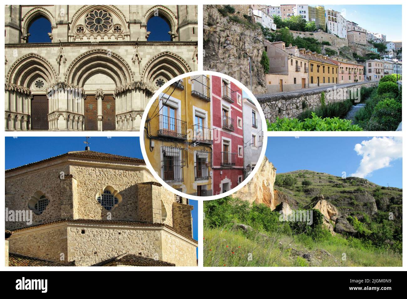 Cuenca is an enchanting Spanish city that seems suspended between the rocks located on a viewpoint between the gorges of the Huécar and Júcar rivers. Stock Photo
