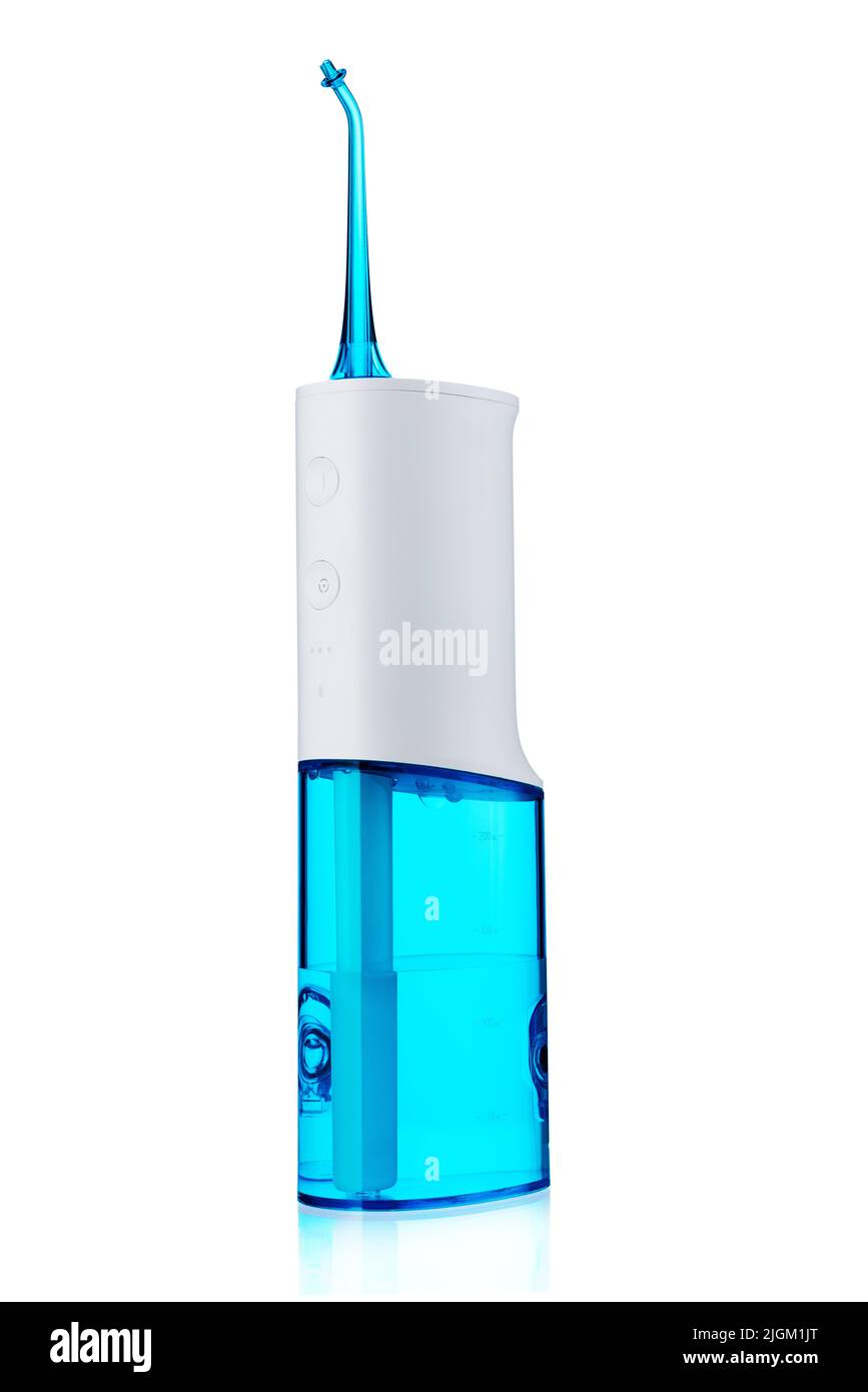 Oral Irrigator, Electric Interdental Cleaner. Dental water shower isolated on white Stock Photo