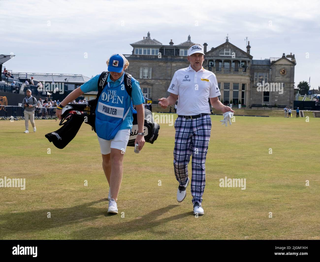 150th Open GolfChampionships, St Andrews, July 11th 2022 Ian Poulter walks down the 1st fairway during a practice round at the Old Course, St Andrews, Scotland. Credit: Ian Rutherford/Alamy Live News. Stock Photo