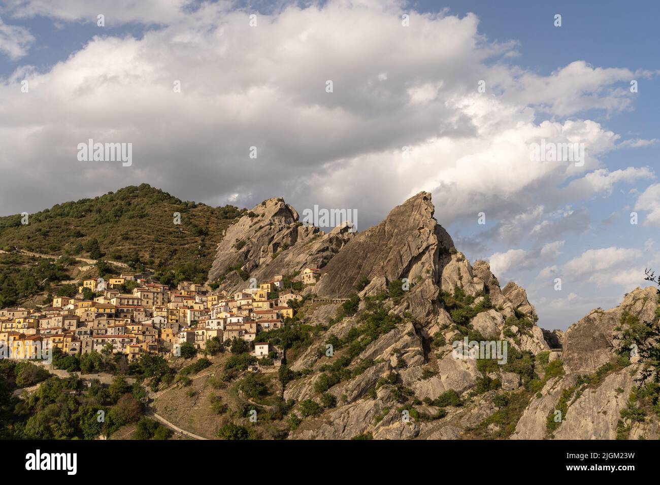 The beautiful mountain village of Castelmezzano in the province of Potenza Stock Photo