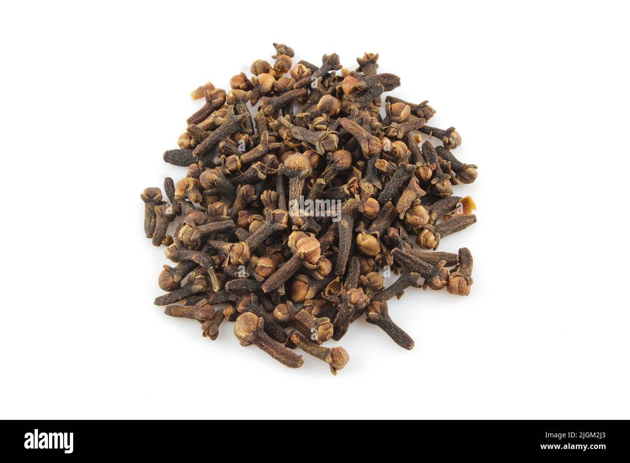 Pile of dried flower buds isolated on white background. Clove (Syzygium