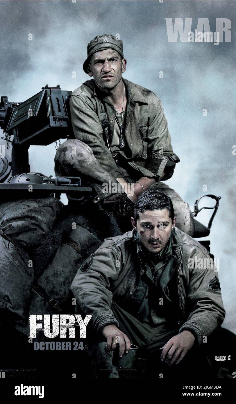 JON BERNTHAL, SHIA LABEOUF POSTER, FURY, 2014 Stock Photo Alamy