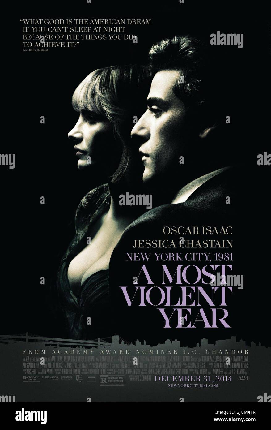 JESSICA CHASTAIN, OSCAR ISAAC POSTER, A MOST VIOLENT YEAR, 2014 Stock Photo