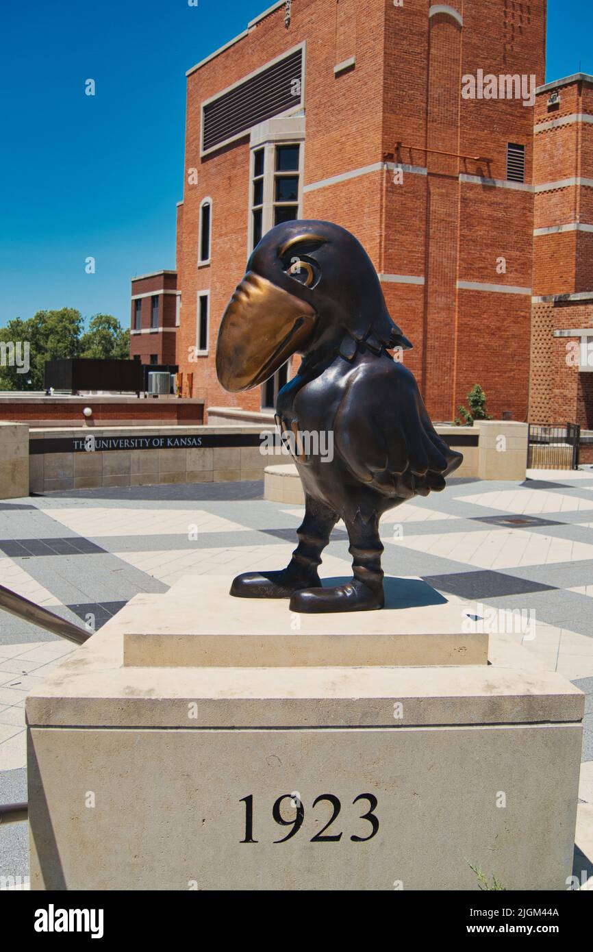 Lawrence, Kansas July 10, 2022 1923 Jayhawk near the Natural History
