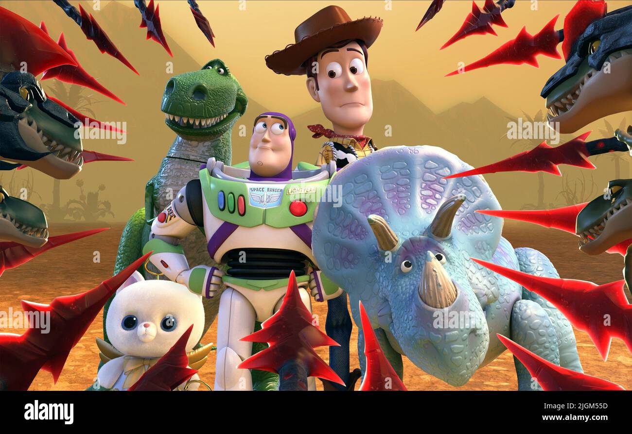 REX,LIGHTYEAR,WOODY,TRIXIE, TOY STORY THAT TIME FORGOT, 2014 Stock Photo