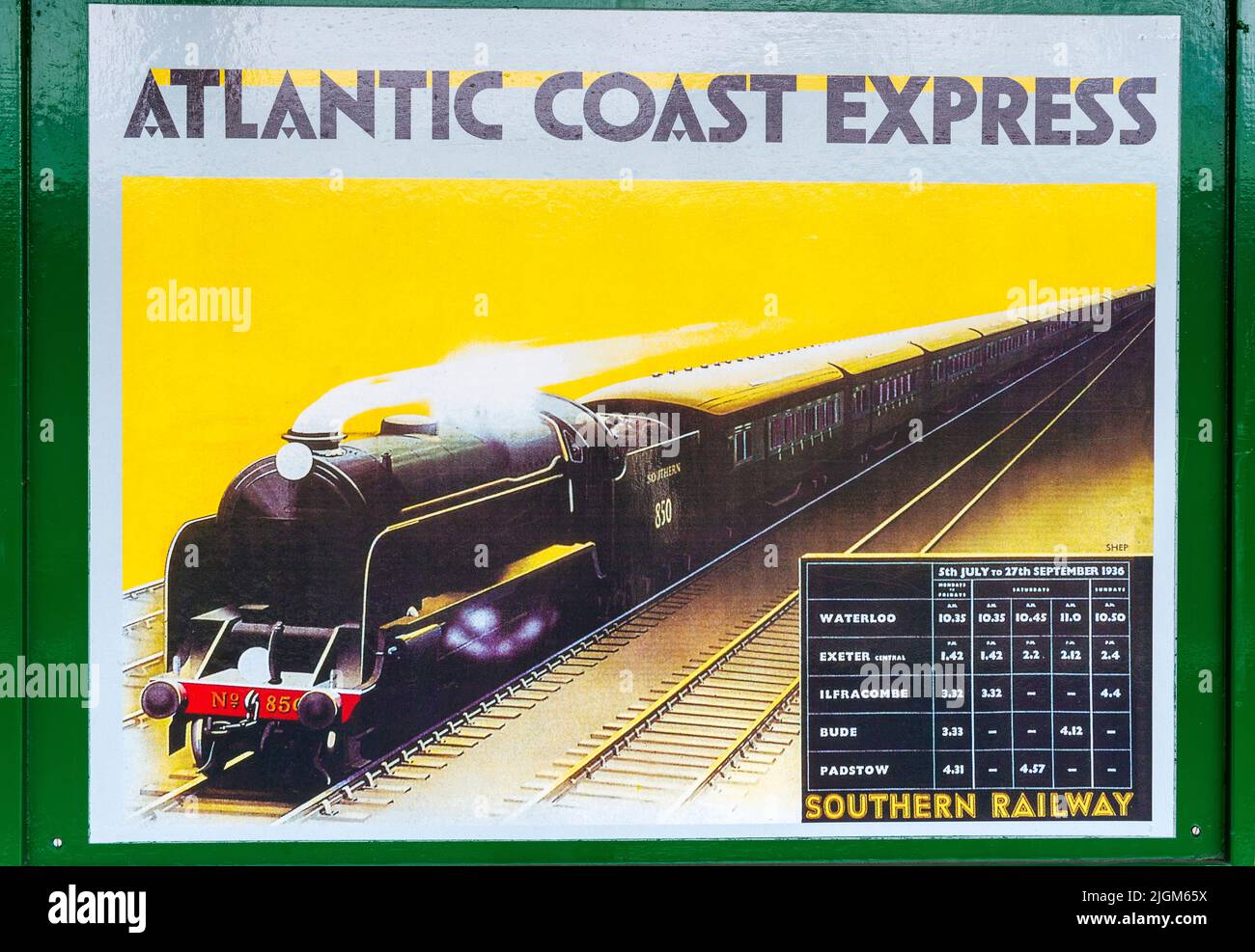 A vintage poster for Southern Railway's Waterloo to Padstow service 'The Atlantic Coast Express' Stock Photo