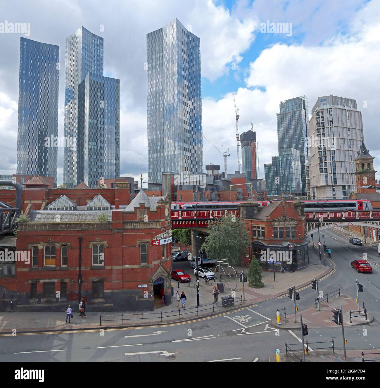 Panorama of Deansgate Castlefield, Manchester, 2 Whitworth St W, Deansgate, Locks, Manchester, England, UK,  M1 5LH Stock Photo