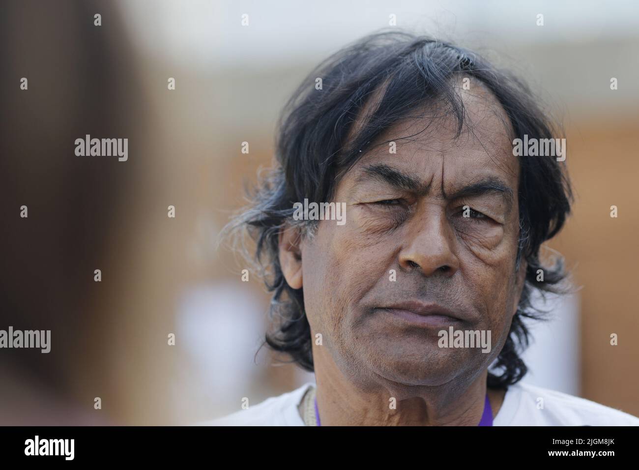 Brazilian indigenous Ailton Krenak portrait. Krenak is a writer, philosopher and indigenous cause leader activist, Rio de Janeiro, Brazil Stock Photo