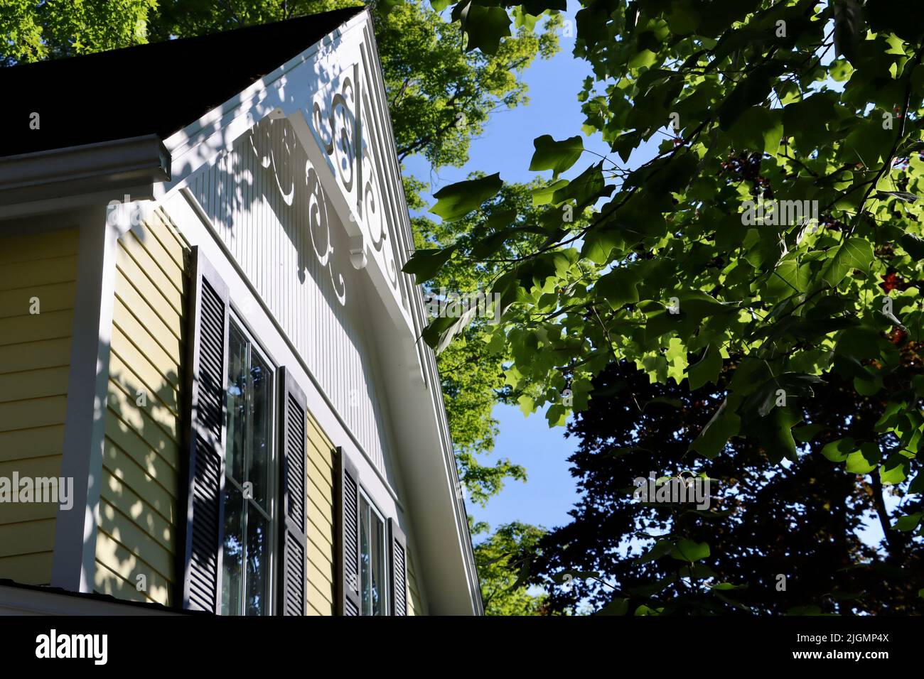 Front of yellow and white house at Chautauqua Institution area in