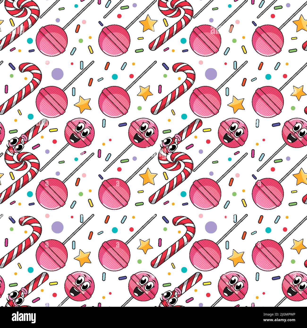 Sweet candy and lollipop seamless pattern illustration Stock Vector ...