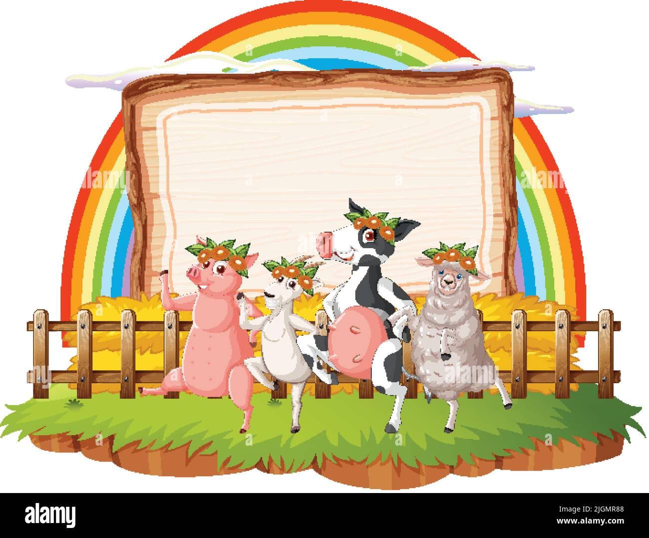 Empty banner template with farm animals illustration Stock Vector Image ...