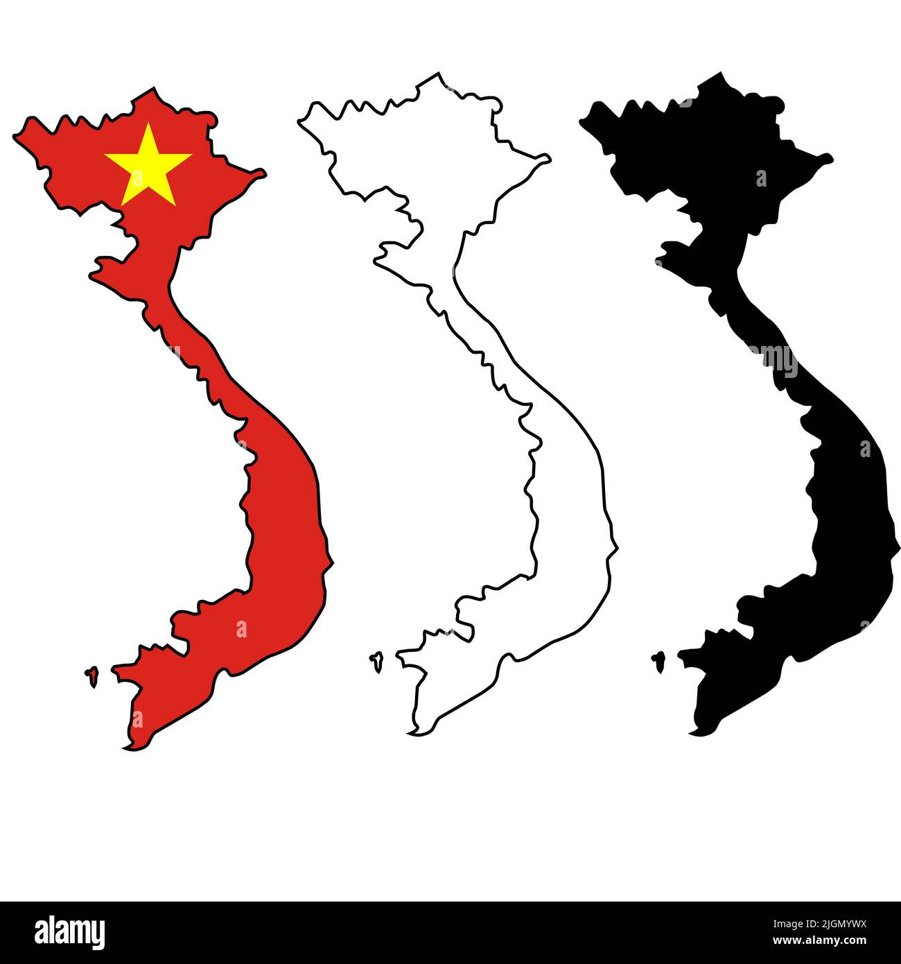 Map Of Vietnam With Flag Outline Map Vietnam Vietnam Vector Map Map Of Vietnam With Flag Outline Map Vietnam Vietnam Vector Map Silhouette Flat Style 2JGMYWX 
