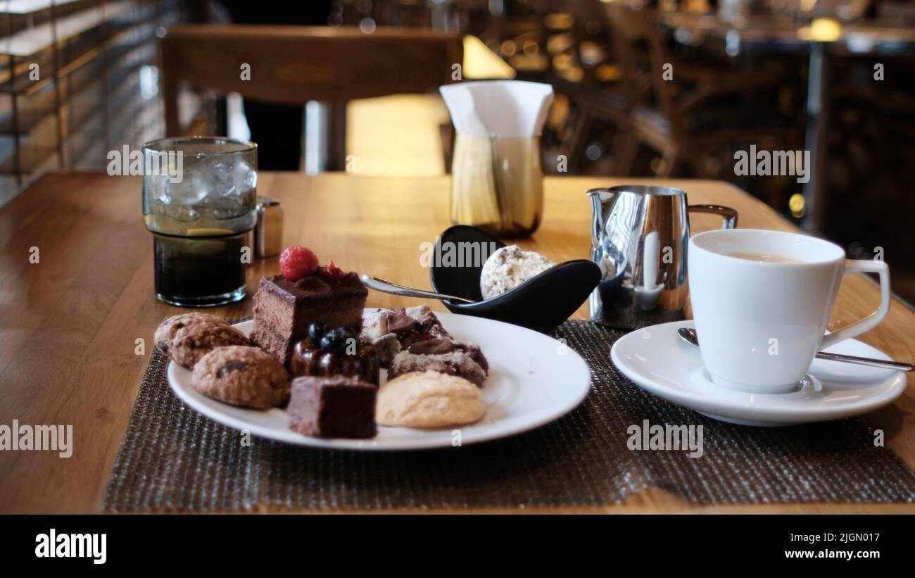 Coffee and Confectionary Deserts at a five star Buffett Cafe Stock Photo