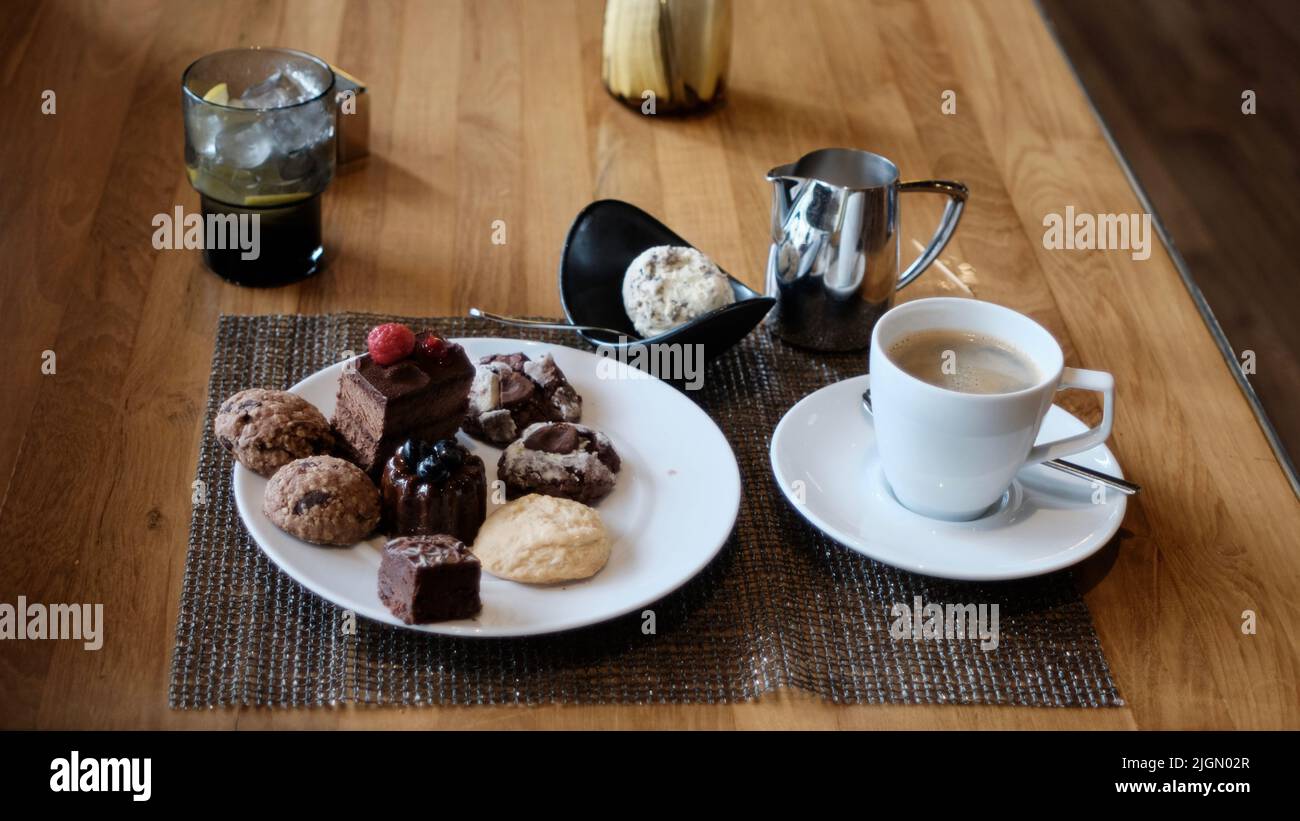 Coffee and Confectionary Deserts at a five star Buffett Cafe Stock Photo