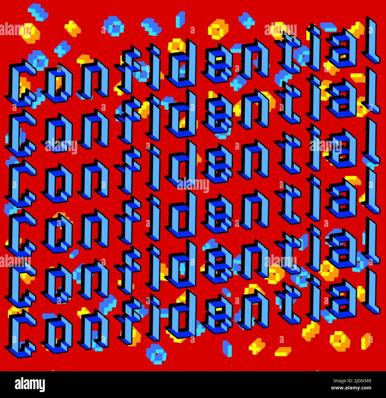 Confidential. Pixelated word. Geometric graphic background. Vector ...