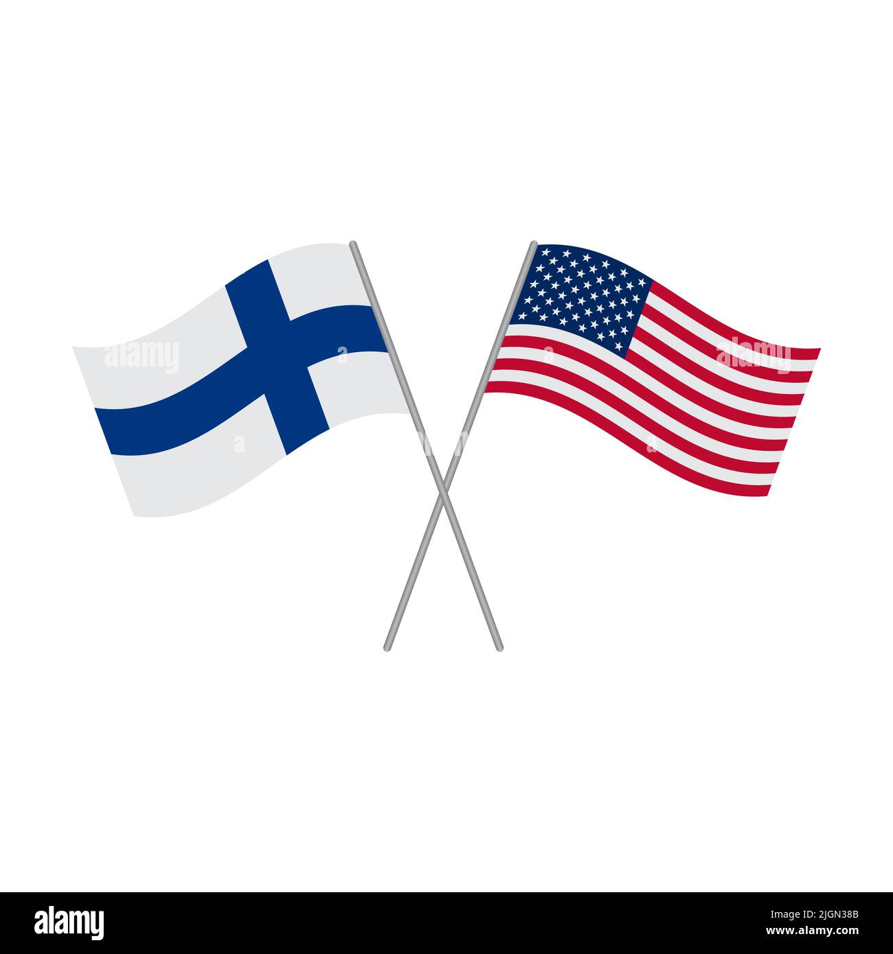 American and Finnish flags vector isolated on white background Stock Vector