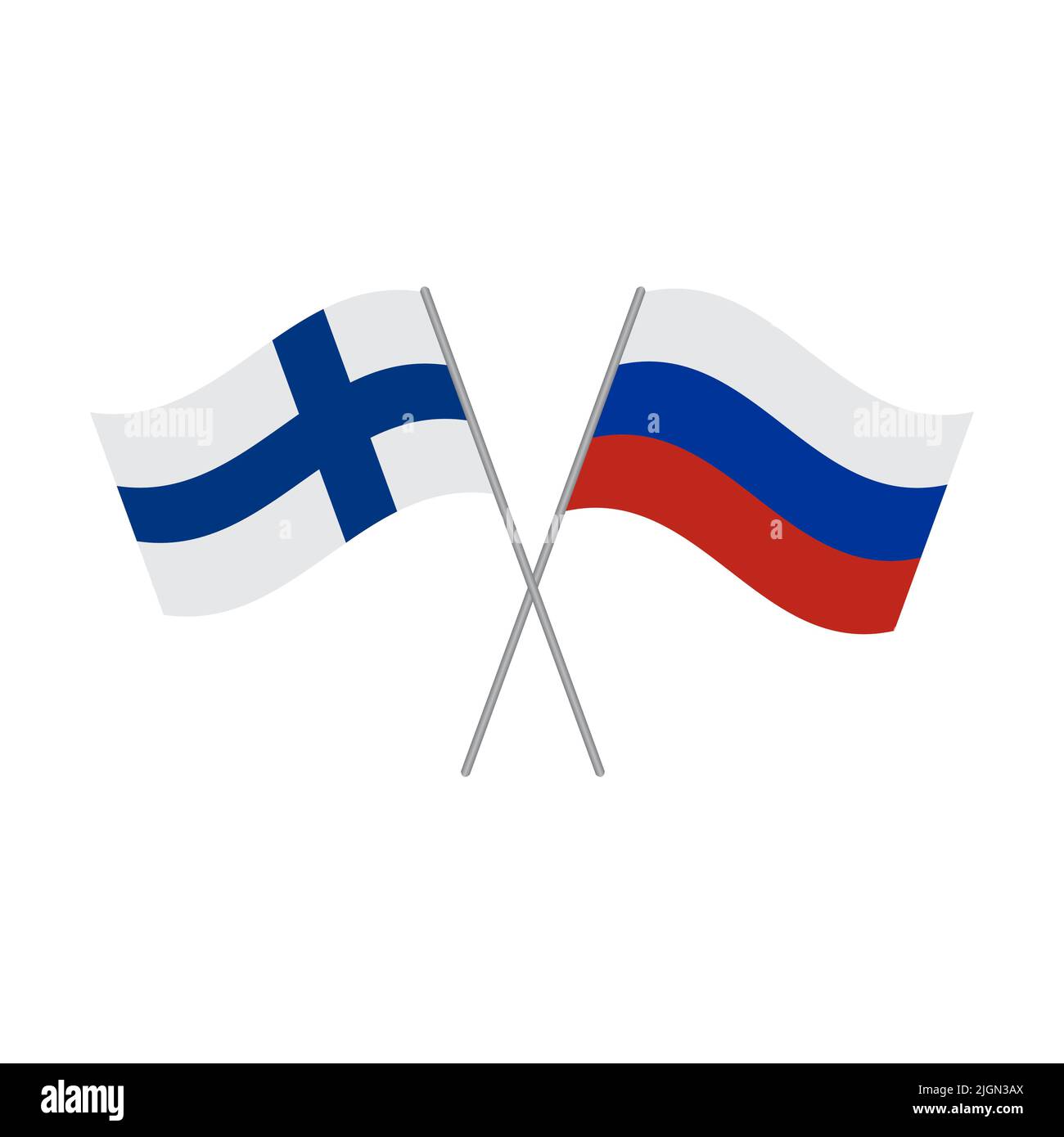 Finnish and Russian flags vector isolated on white background Stock Vector