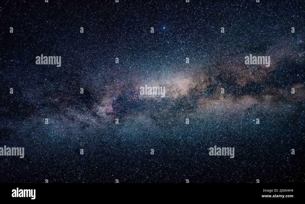 Milky Way in the night sky Stock Photo