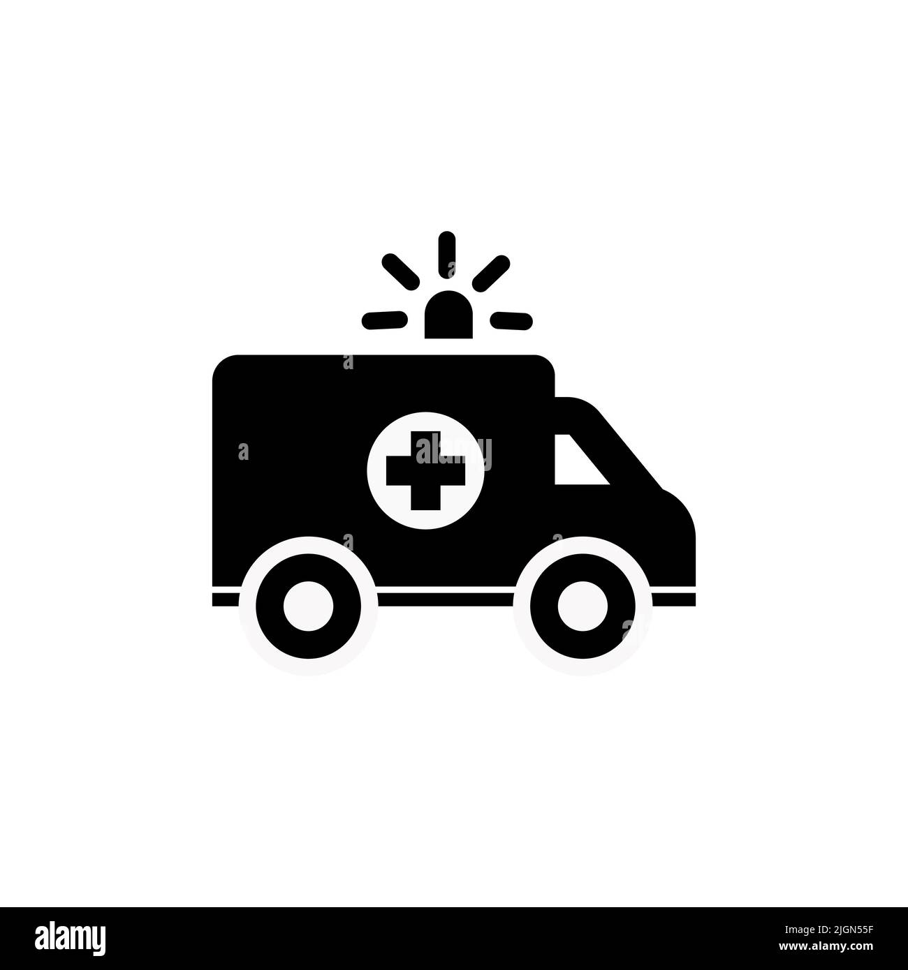 Ambulance Car Glyph Vector Icon. Isolated on the White Background Stock Vector