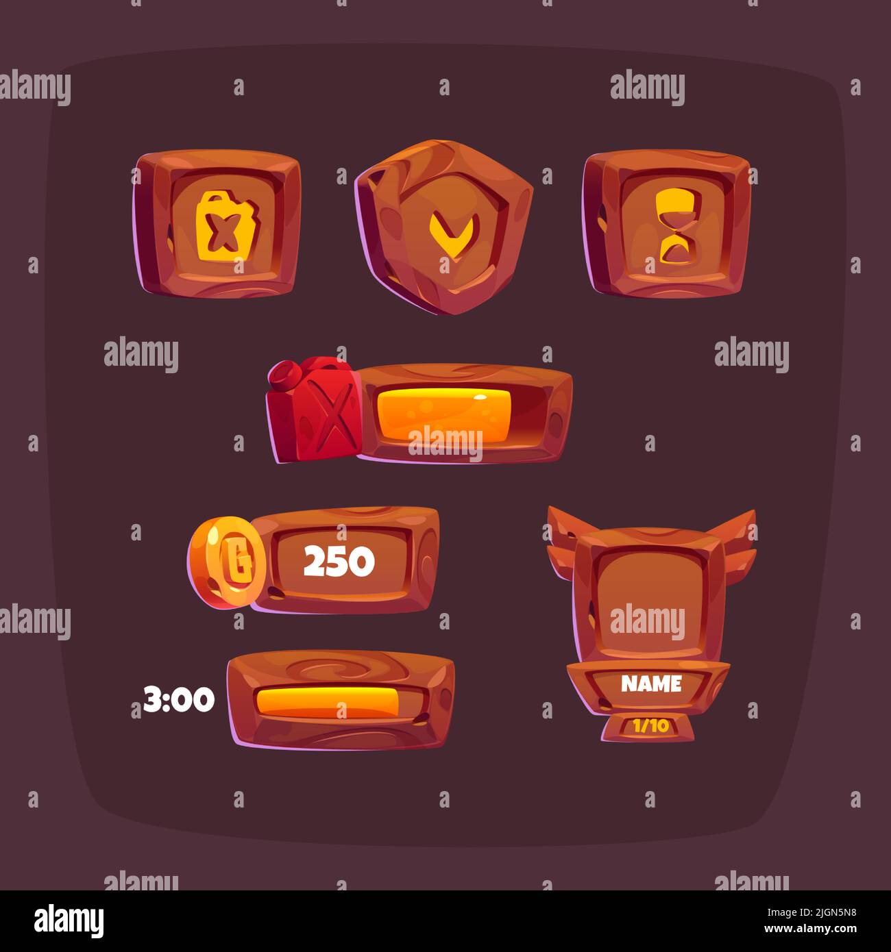 Free Vector  Complete set of menu button game pop-up, icon