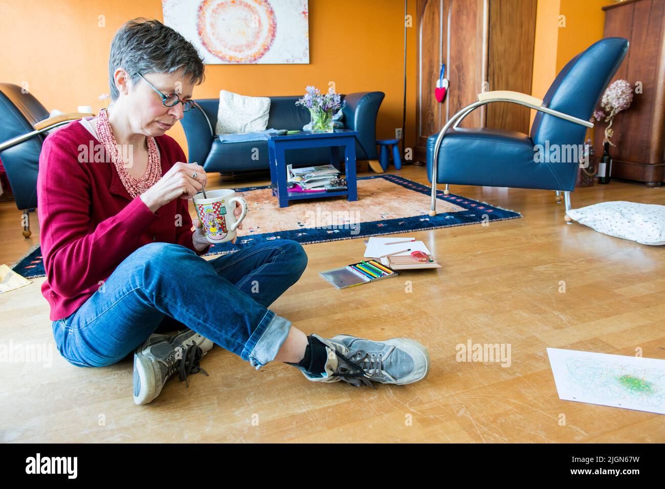 Tilburg, Netherlands. Wife, mother and story teller sharing her history as a long term multiple sclerosis patient succesfully delaying the process. Stock Photo