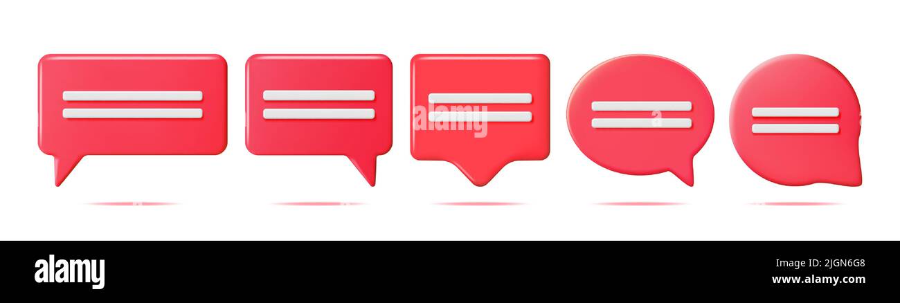 3D Red Blank Speech Bubbles Set Isolated Stock Vector Image & Art - Alamy