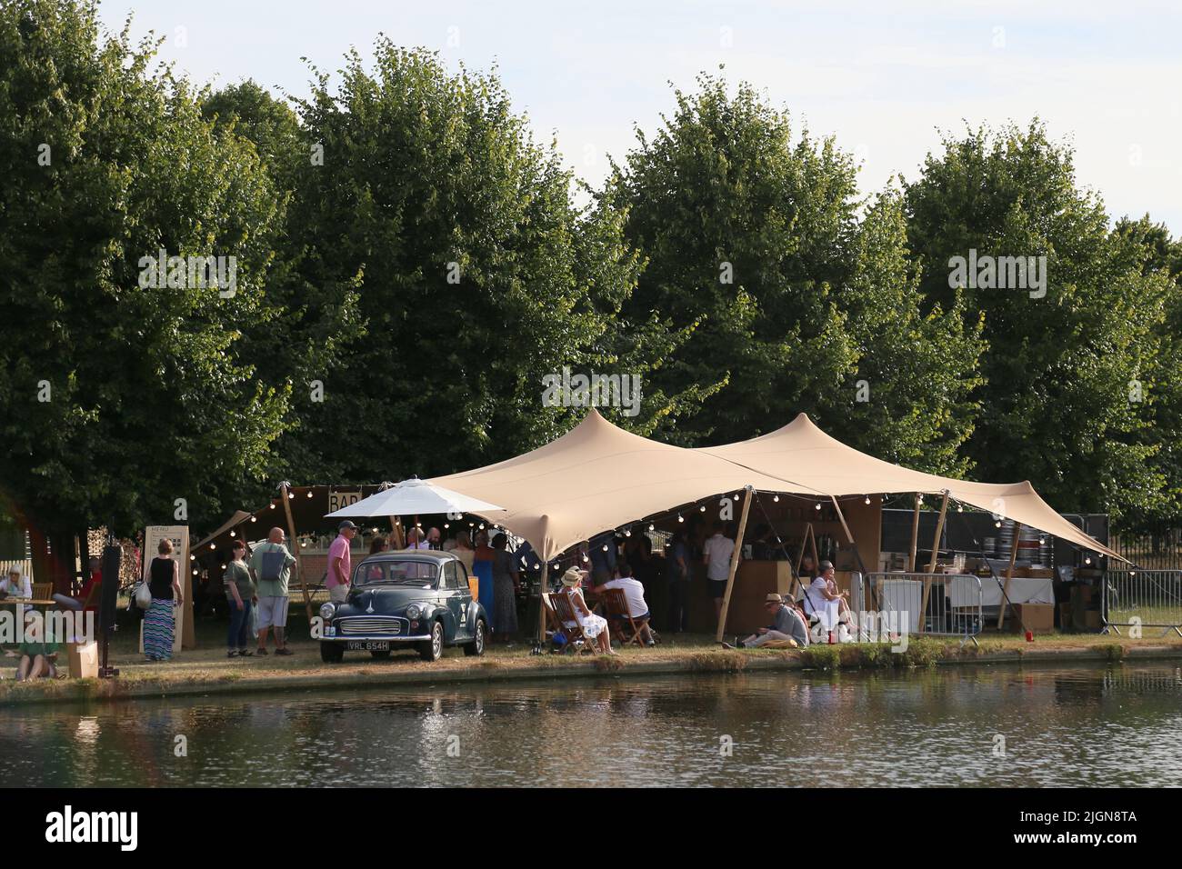 Long Water street food and bars, RHS Hampton Court Palace Garden Festival 2022, London, England, UK, Europe Stock Photo