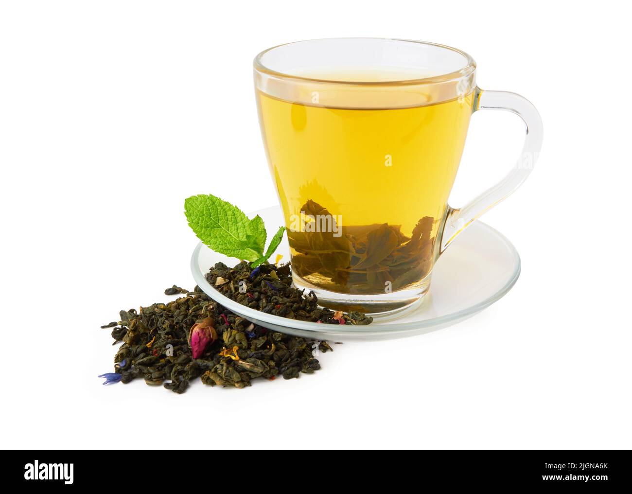 Green tea isolated on white background Stock Photo - Alamy