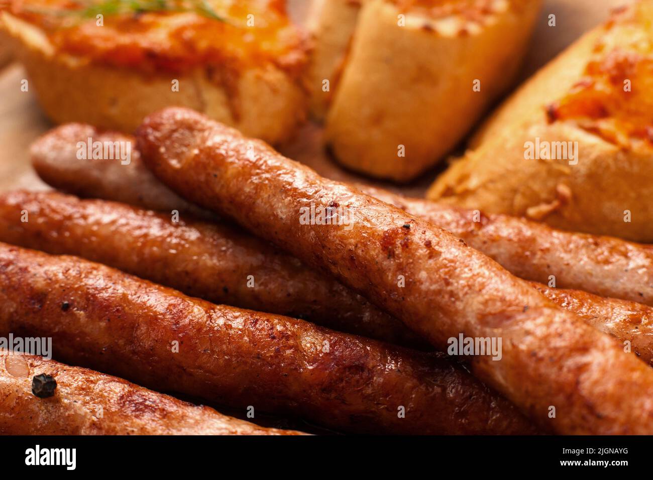 Appetizing grilled snack for beer background Stock Photo