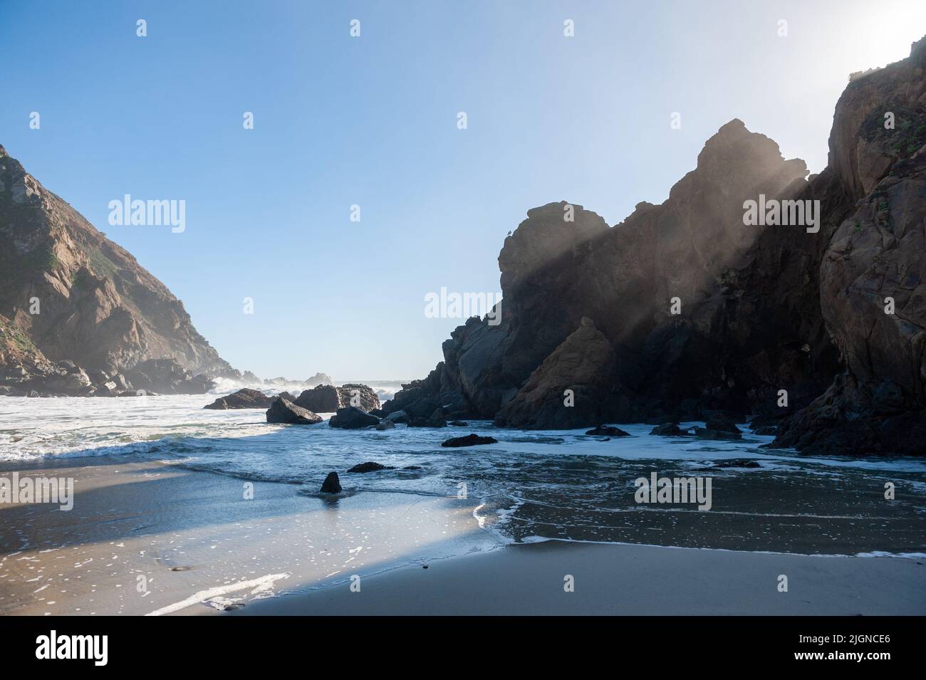 Late afternoon at Pfeiffer beach, Big Sur, California Stock Photo - Alamy