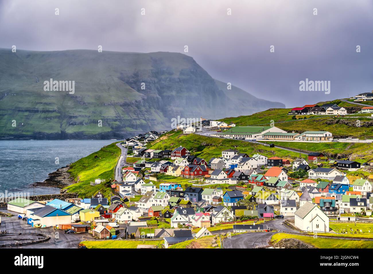 Eidi Eiði village in the northern rural part of the Faroe Islands Stock Photo