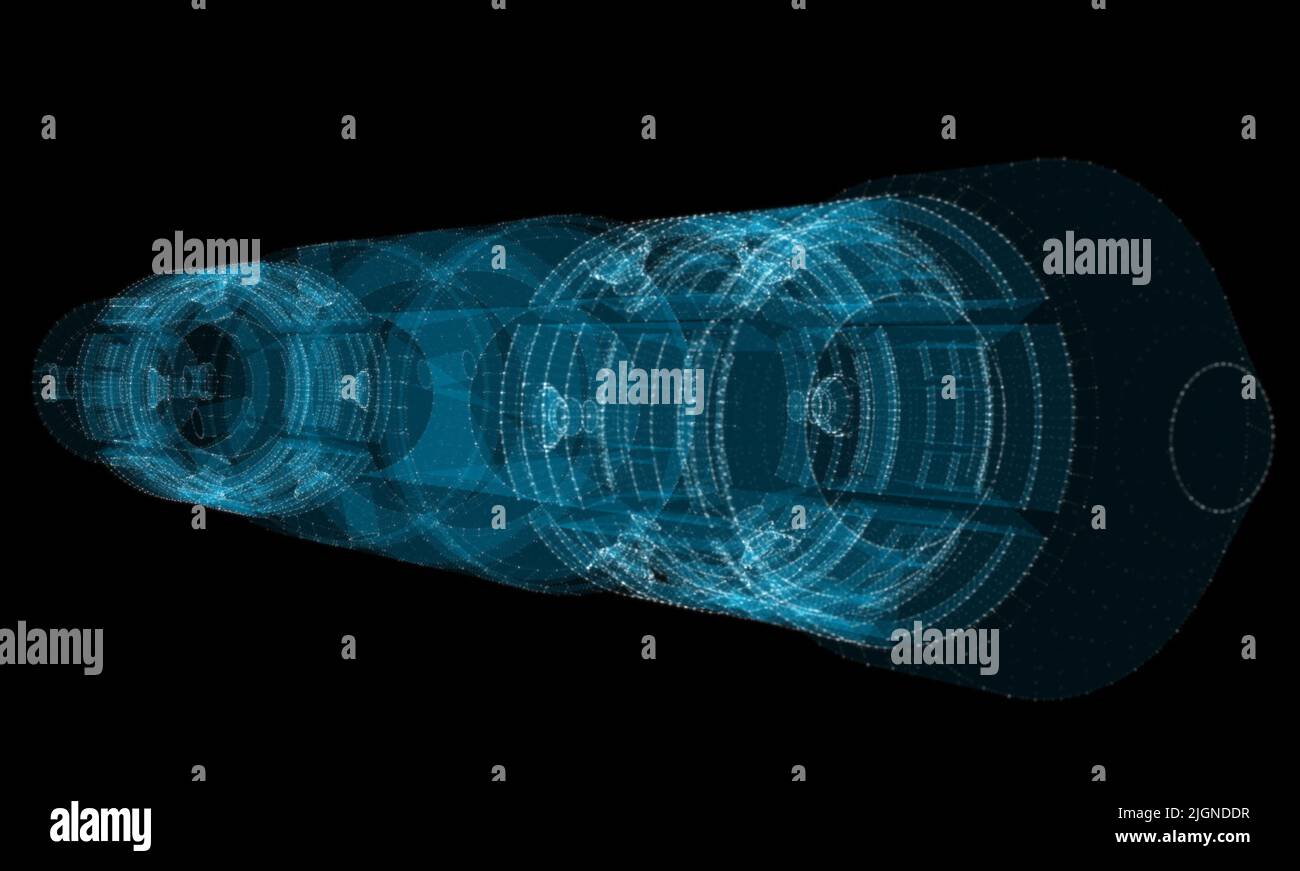 A glowing hologram of a mechanical object Stock Photo - Alamy