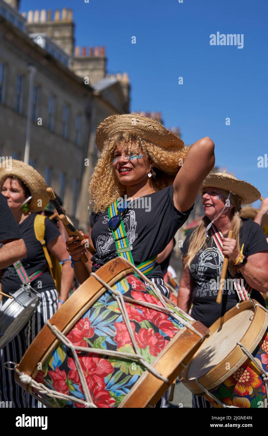 Drumming band performing at the annual carnival as it progresses