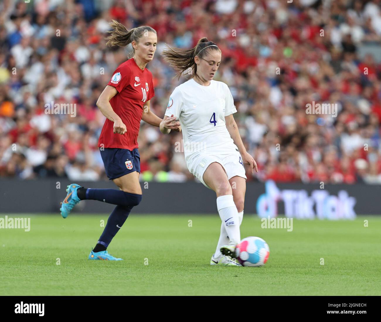BRIGHTON  ENGLAND - JULY  11 : Keira Walsh (Manchester City) of England Women during European Women's Championship 2022 Final Tournament Group A betwe Stock Photo