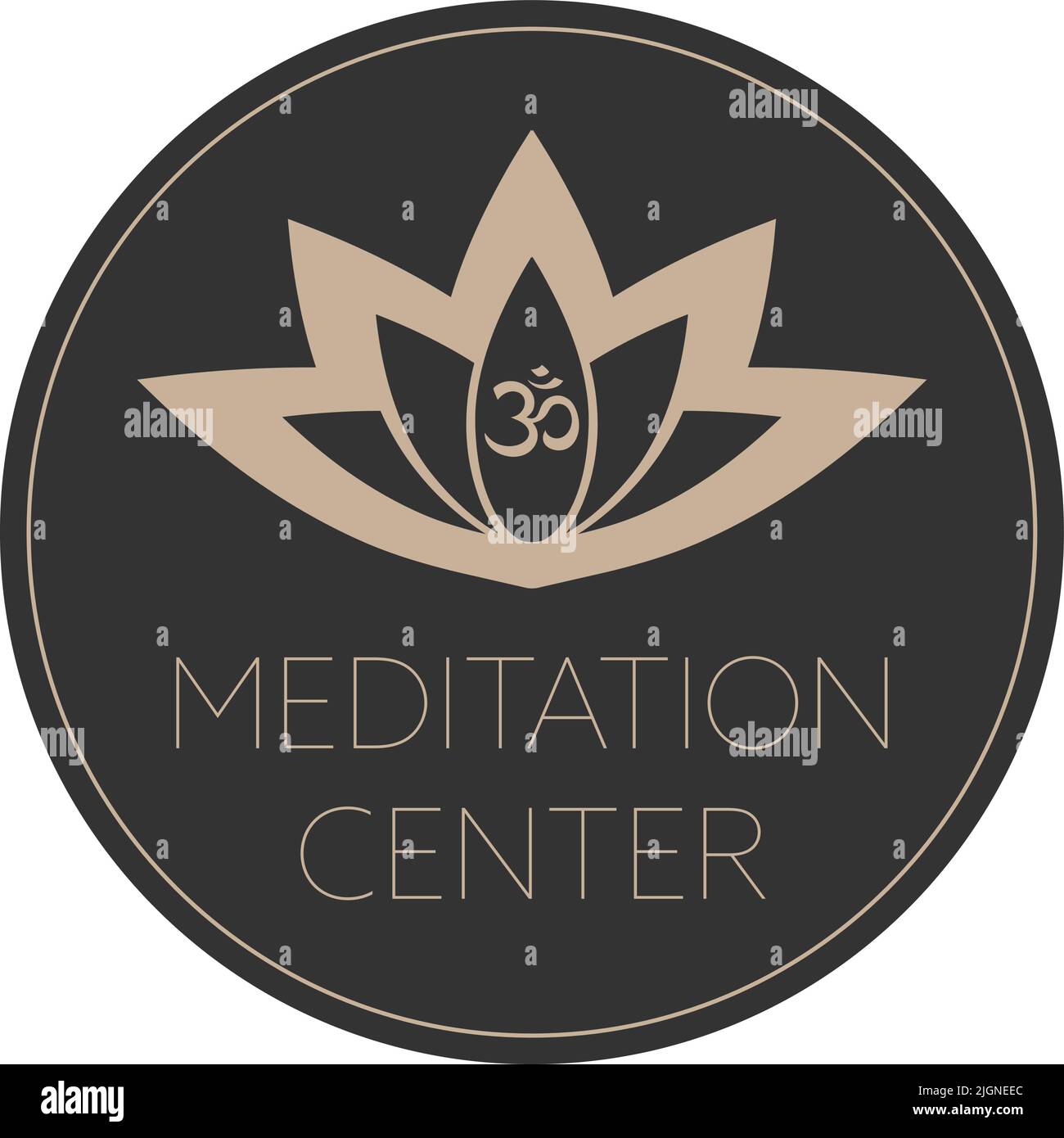 round meditation center sign or logo isolated on white background, vector illustration Stock Vector