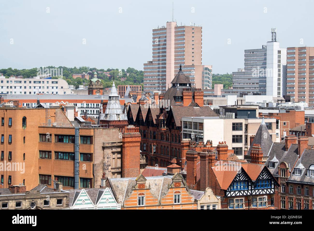 Aerial view of rooftops on King Street and beyond, from the rooftop of