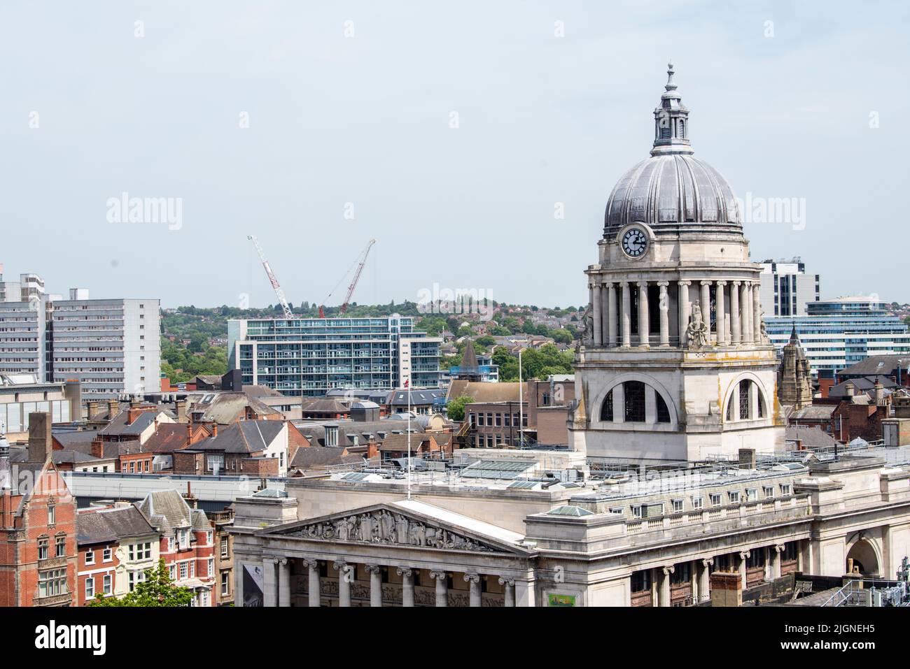 Aerial view of the Council House from the roof of the Pearl Assurance Building in Nottingham City, Nottinghamshire England UK Stock Photo
