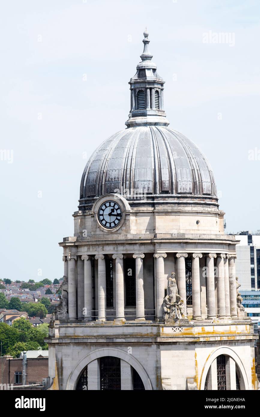 Aerial view of the Council House from the roof of the Pearl Assurance Building in Nottingham City, Nottinghamshire England UK Stock Photo